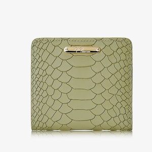 Mini Foldover Wallet Sage Green Embossed Leather